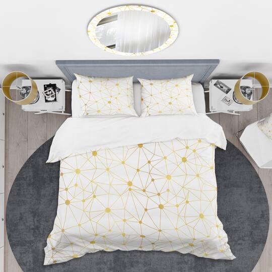 Designart 'Golden Grid I' Mid-Century Duvet Cover Set